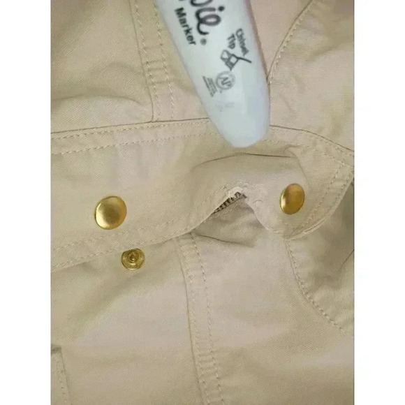 J Crew Womens Jacket Beige Full Zip Button Pocket Cotton Twill Mock Neck Size M - Picture 10 of 15